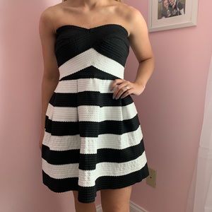 B. Darlin Strapless Black and White Dress